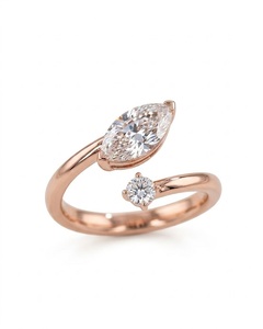 แหวนเพชรแล็บโกรว์ทรงมาร์คีส์และทรงกลม น้ำหนัก 1.25 กะรัต สี EF ความสะอาด VVS2 ดีไซน์ Toi et Moi แหวนหมั้นแบบวงแหวนเปิดประดับเพชรในตัว ทำจากทองคำขาว 18K - Product Image 6