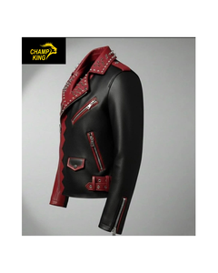 Chaqueta de cuero con tachuelas Premium estilo Punk Rocker para hombre. - Product Image 3