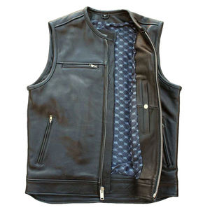 Chaleco de Cuero para Hombre con Bolsillos Estilo Motociclista, Chalecos Personalizados para Adultos, Chalecos de Cuero Marrón Vintage, Chaquetas de Cuero - Product Image 3
