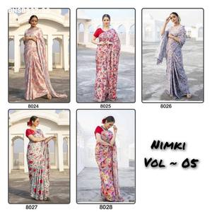 Ocassional Wear Excellent Quality Japan <b>Satin</b> with Rich Digital Print Saree-<b>Blouse</b> Collection Woman Fashion Manufacturer - Product Image 6
