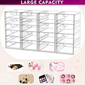 Organizzatore per Trucchi in Acrilico con 19 Cassetti, Set da 4, Cassetti Trasparenti per Bagno, Organizzatore per Cosmetici, Organizzatori per Trucchi - Product Image 5