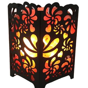 Cesta de hierro Lámpara decorativa Tallada Rosa Sal del Himalaya Ecológico Feng Shui Pirámide Cuenco Flor Amor Estilos-Artesanías naturales - Product Image 1