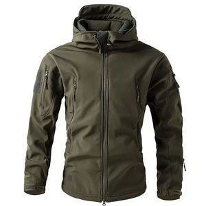Veste Softshell d'hiver à capuche pour homme, imperméable, anti-UV, séchage rapide, avec fermeture éclair, logo frontal, sans coutures, vente en gros - Product Image 6