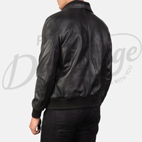Blouson Bomber Urbain pour Homme en Cuir Nappa Noir avec Capuche Intégrée en Jersey, Veste d'extérieur Zippée en Véritable Peau de Mouton – Vente en Gros
