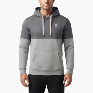 Sudadera con Capucha para Hombre, Color Sólido, Mezcla de Algodón y Poliéster, Felpa Francesa, Ropa Casual de Otoño con Bolsillo Delantero y Logotipo Bordado - Product Image 2
