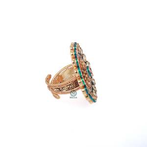 Divya Polki 24K Gold Plated Designer Ring-Resizable Fashion Gemstone Ring - Product Image 5