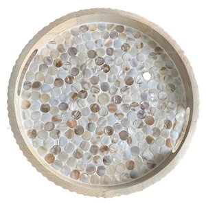 Elegante Juego de Bandejas de Servicio de Madera y Nácar Hechas a Mano, Personalizadas OEM ODM, para Presentación y Decoración de Alimentos - Product Image 1