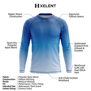 Rashguard unisexe à manches longues en polyester et nylon dégradé - Product Image 5