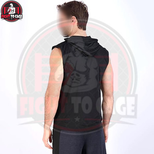 Lot de 3 débardeurs à capuche confortables pour hommes, idéaux pour l'automne, la gym et l'entraînement, sans manches, en polyester/coton, coupe-vent et écologiques - Product Image 2