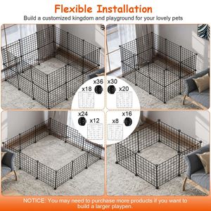 Recinto per Animali di Piccola Taglia, Box in Metallo per Cani di Piccola e Media Taglia, Gattini, Cuccioli, Porcellini d'India, Conigli, con Porta - Product Image 4