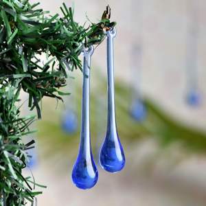 Lustre en forme de goutte d'eau en verre bleu fait à la main, ornements de sapin de noël, cadeau en gros CL-154 - Product Image 2