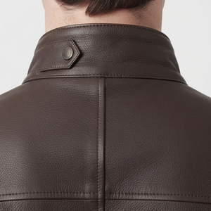 Men's Premium Cowhide Leather <b>Biker</b> <b>Jacket</b> Men's Fashion Leather Moto <b>Jacket</b> Men's Button Down Racer Leather <b>Jacket</b> - Product Image 5