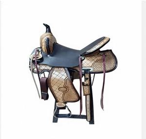 Silla de montar profesional de cuero genuino para caballo, estilo Western y inglés, con armazón de madera - Product Image 5