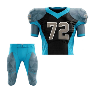 Conjunto de Uniforme de Fútbol Americano Personalizado para Hombre, Transpirable, Ecológico, 100% Poliéster, Jersey Acolchado con Cuello en V y Diseño Sublimado - Product Image 5