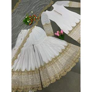 ชุดใส่ทำงานแฟนซีสำหรับงานปาร์ตี้ชุดใส่ด้านล่างปักลายลำดับ dupatta - Product Image 6