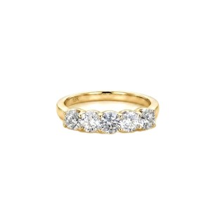 Anillo de Oro Sólido de 9K, 10K, 14K, 18K con Cinco Diamantes Redondos Creados en Laboratorio, Montura Compartida, Color DEF, Claridad VS VVS, Certificado IGI - Product Image 2