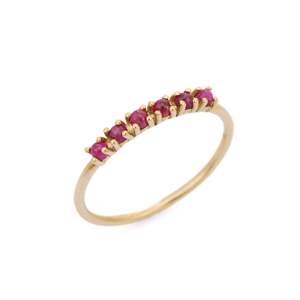 14K Solid Gold Hiphop Ruby Ring Set-Resizable Wedding Band - Product Image 2