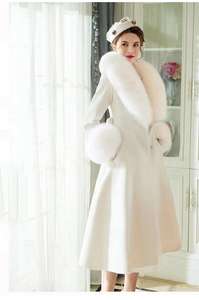 Manteau long en plaid pour femme grande taille Nesta Sports Hiver 2023 avec col et poignets en fausse fourrure de laine et ceinture - Product Image 3