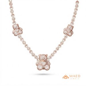 Collier pendentif ours en moissanite plaqué or rose, bijoux de mode, collier à fine chaîne, New York City, look élégant pour hommes et femmes - Product Image 1