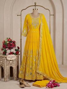 Launching New Design Trending Fox Georgette With Embroidery 5mm Sequences Work Gwon&Pent&dupatta Reddy To Wear Look - Product Image 3