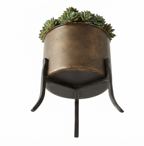 Maceta con Acabado Dorado, Macetas para Plantas de Jardín y Maceteros Metálicos, Decoración para Interiores y Exteriores, Macetero Decorativo de Tamaño Mediano - Product Image 2