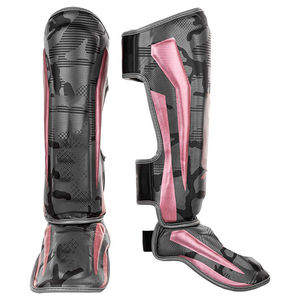 Protège-tibias en cuir de vachette personnalisés en gros, professionnels pour MMA, Muay Thai, Kickboxing, réglables, élastiques et respirants - Product Image 1