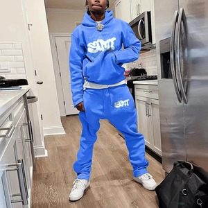 Conjunto de Sudadera con Capucha Holgada y Pantalones Deportivos de Felpa Francesa 100% Algodón Personalizado para Hombre, Estilo Urbano, con Bordado 3D y DTG - Product Image 5