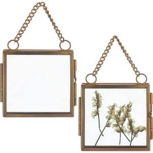 Wholesale Hanging Brass & Glass <b>Photo</b> <b>Frame</b> with Chain Industrial Style Pressed Flower Glass <b>Frame</b> for Home & Wedding Decoration - Product Image 1