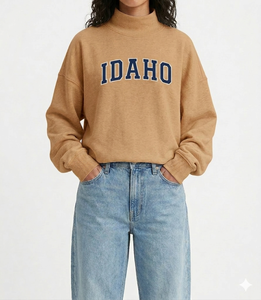 Fresh Oversized Mock Neck <b>Top</b> Women Cozy Loose Shape Casual Outfit Modern Clothing Wear Style - Product Image 1