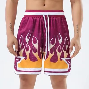 Men's Blue Print Mesh Basketball Shorts Drawstring Closure Breathable Regular Fit Summer Sportwear Adult - Product Image 2