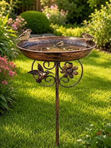 Décoration de jardin vintage rustique en cuivre, mangeoire pour oiseaux avec piquet pour la décoration extérieure des jardins, des pelouses et des paysages. - Product Image 6