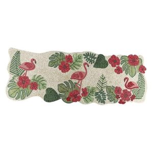 Floral Table <b>Runner</b> Cotton Printed Bohemian Style <b>Washable</b> Home Decor with Flamingo and Tropical Leaves Pattern - Product Image 3