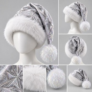 HAMILO SPORTS Chapeau de Noël classique rouge uni avec bordure en fourrure blanche et pompon 100% polyester pour hommes adultes 48-50cm Plage - Product Image 1
