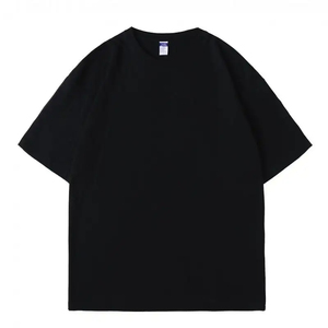 T-shirt Homme Oversize Noir Col Rond Manches Courtes 100% Coton Coupe Décontractée Jersey Couleur Unie Design Simple - Product Image 2