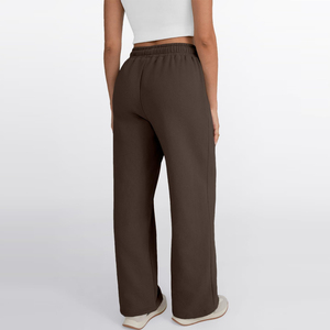 Pantalon de survêtement empilé en molleton de coton personnalisé pour femme, coupe droite, style streetwear, hiver, respirant, écologique, haute qualité - Product Image 2