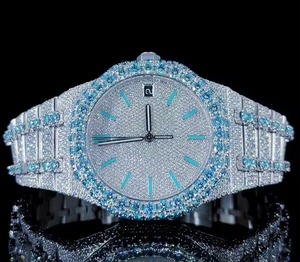 Montre en diamant personnalisée VVS Moissanite, mouvement à quartz, boîtier carré, montres de luxe unisexes pour hommes, style hip-hop - Product Image 2