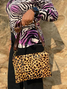 Nouveau gros sac à main en cuir de vachette imprimé léopard sac à bandoulière patchs multi-usages en cuir véritable de luxe occidental pour les femmes - Product Image 4