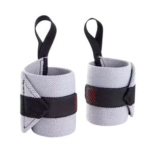 Muñequeras Elásticas de Algodón Profesionales Grises para Gimnasio, Soporte para Entrenamiento, Estabilizador de Fuerza, Correa Ajustable - Product Image 1