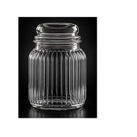 Pot en verre cannelé de qualité supérieure de 1055 ml pour le rangement des aliments, des fruits secs, des épices et l'organisation domestique dans la cuisine et le garde-manger