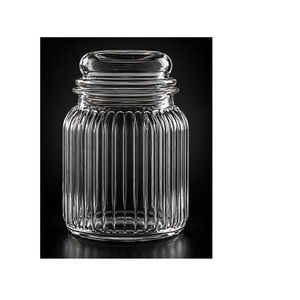 Recipiente de Vidrio Acanalado de 1055 ml de Calidad Premium para Almacenamiento en la Cocina, Despensa, Alimentos Secos, Especias y Organización del Hogar - Product Image 1