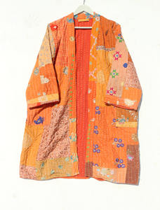 Batas Kimono de Algodón Bordado Kantha para Mujer, Tallas Grandes, Estilo Patchwork, para Verano y Otoño, Ropa de Playa - Product Image 3