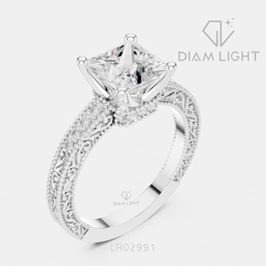 Anillo de Diamante Cultivado en Laboratorio con Corte Princesa de 2.15CT en Oro Blanco de 14KT, Color F+, Claridad VS+, Certificado IGI, Anillo de Compromiso y Boda, Ideal para Regalo - Product Image 2