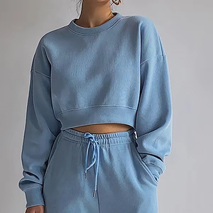 Sweat-shirt court personnalisé pour femme, vêtement décontracté, nouveau modèle, pull-over court oversize pour femme - Product Image 6