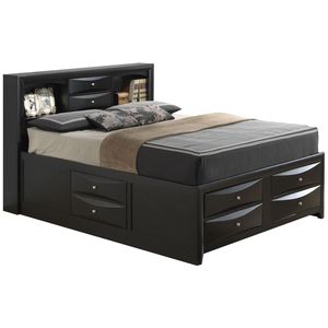 Modern Stylish <b>Black</b> Queen <b>Storage</b> <b>Bed</b> with Up-Holstered Design - Product Image 1