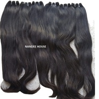 NANDEE Extensions de cheveux humains indiens 100% vierges, cuticules alignées, 16 pouces, ondulation lâche, qualité Remy, double trame cousue à la machine, couleur naturelle