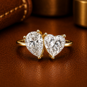 Toi Et Moi Pear Heart Lab Grown <b>Diamond</b> Engagement <b>Rings</b> IGI Certified 14K Gold 4.00 CTW DEF-VVS Custom Jewelry OEM ODM - Product Image 1