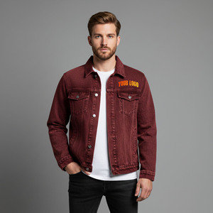 Wholesale Manufacturer's Streetwear Acid Washed Denim <b>Jacket</b> <b>Long</b> Front Custom Embroidered Logo Vintage Wash Men's Oversized - Product Image 1