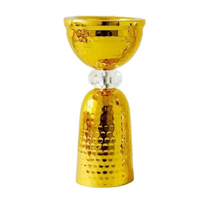 Brûleur d'encens chic en métal martelé or et argent avec bases assorties et accent en cristal transparent pour une aromathérapie relaxante - Product Image 3