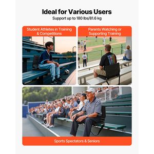 Sedile da Stadio Imbottito con Supporto per le Spalle, Sedia Pieghevole per Tribuna con Schienale Imbottito e Poggiacollo - Product Image 4