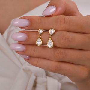 Boucles d'oreilles clous en diamant de laboratoire taille poire, or massif 14 carats, certifiées IGI, plaqué rhodium, style minimaliste, cadeau pour anniversaire de mariage ou pour maman - Product Image 5